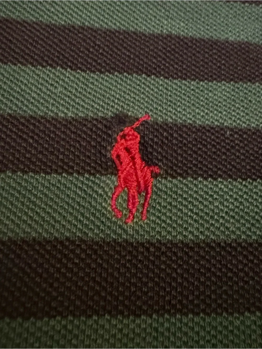 Vintage Ralph Lauren Green and Black Striped Polo Shirt